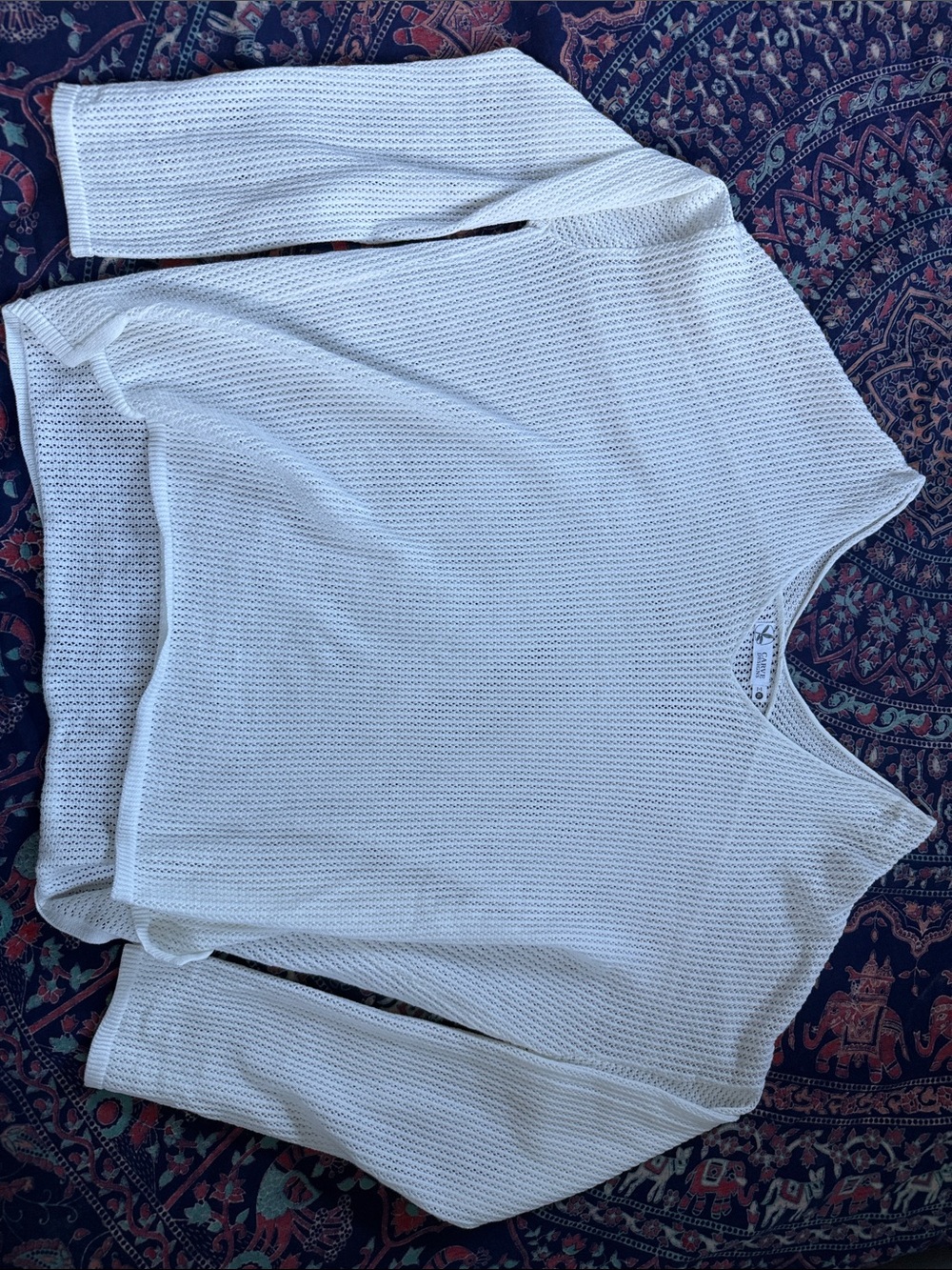 Oversized Carve Design White Textured Knit Sweater - V-Neck 100% Organic Cotton